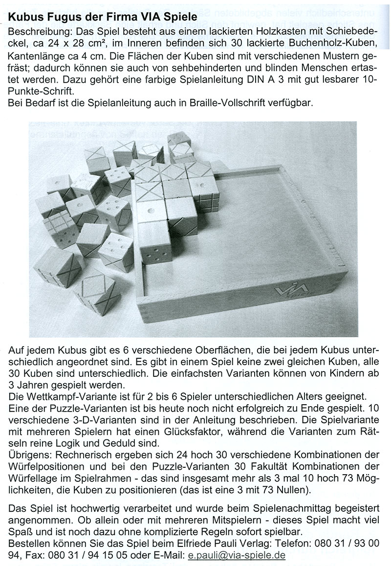 Kubus Fugus - Erfahrungsbericht BSVW